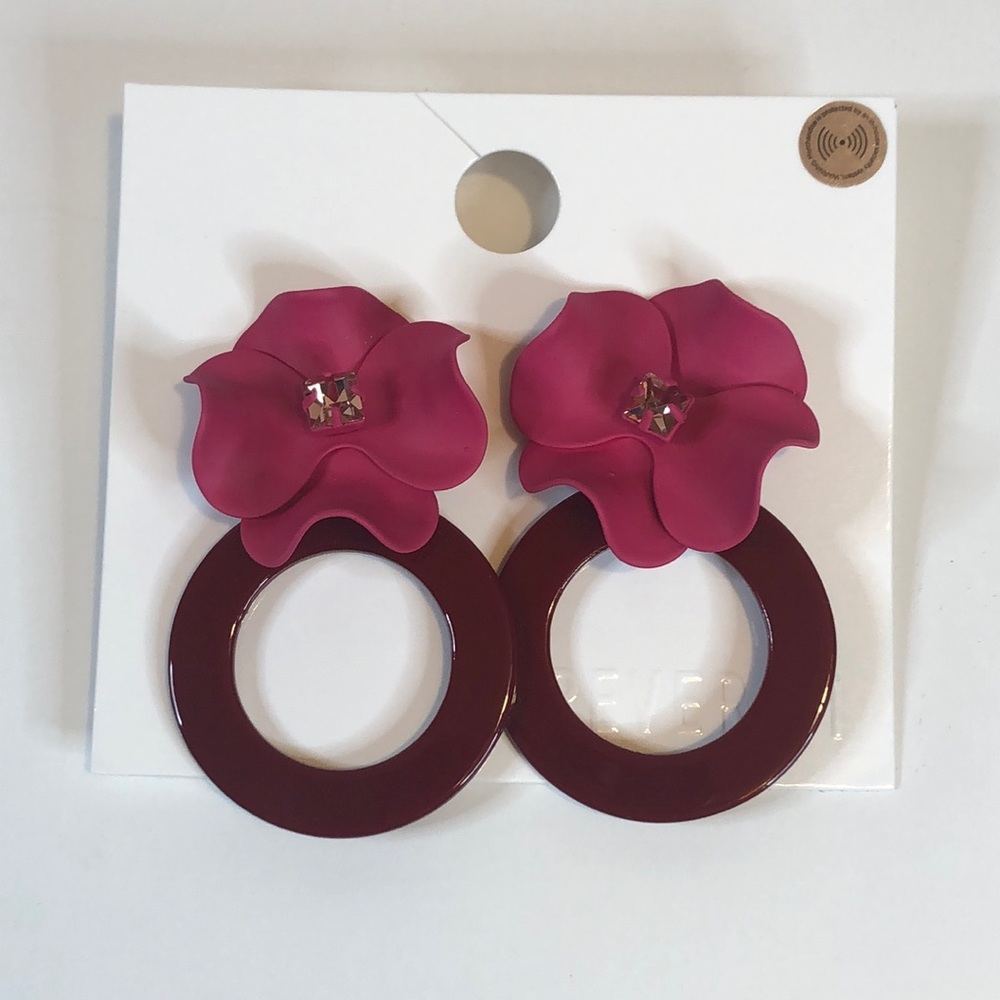 Burgundy & Pink Floral Earrings